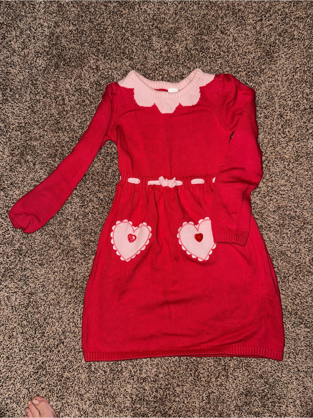 Gymboree Red Knit Dress with Pink Heart Pockets